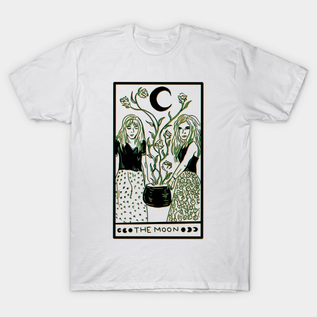 Midnight Margarita Moon - tarot card 3D effect black line T-Shirt by TheDoodlemancer